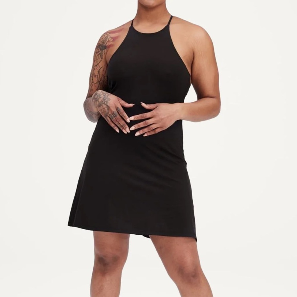 Girlfriend Collective Naomi Workout Dress Built-in Shorts in Black
